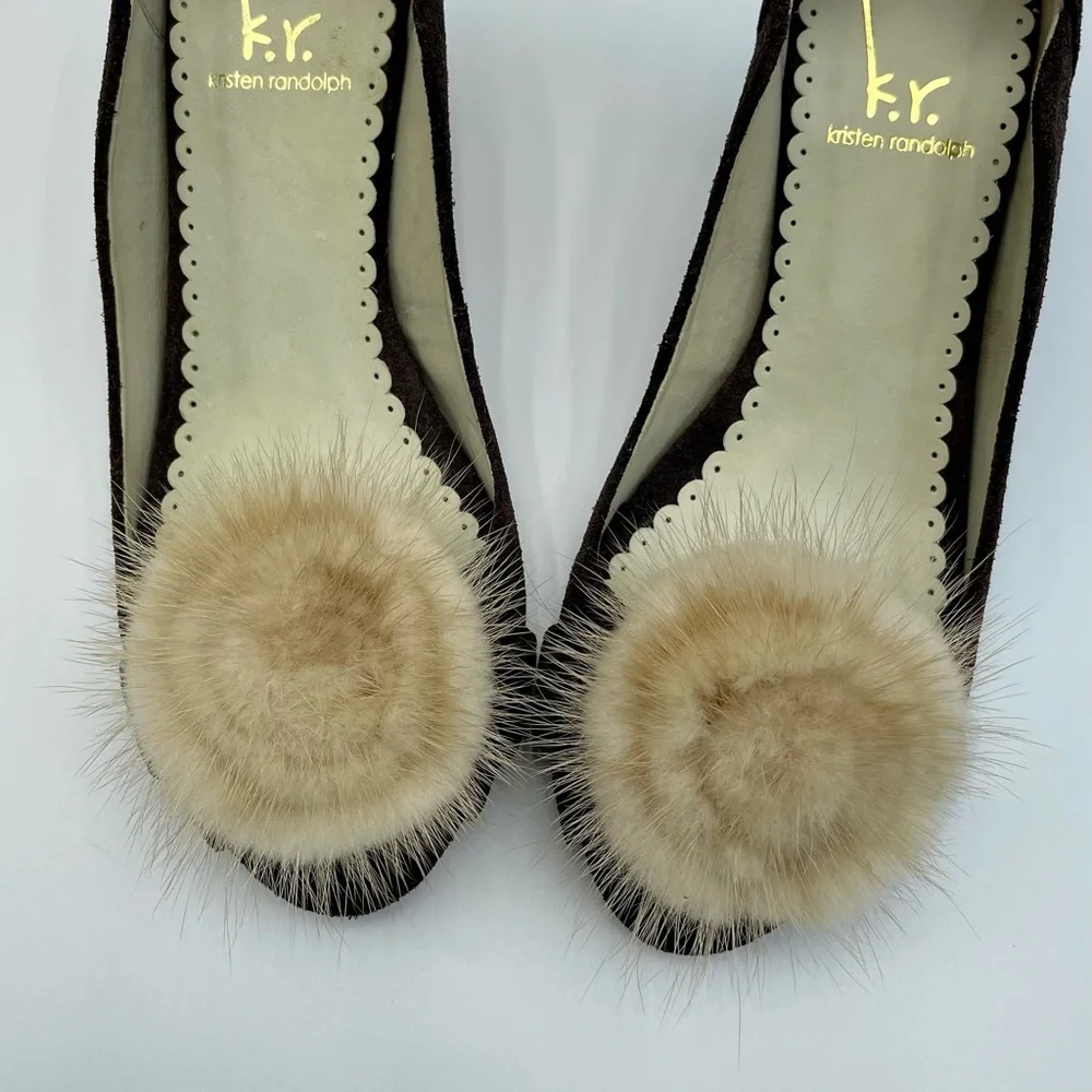 Kristen Randolph Chocolate Suede Leather Heels Size  7 - Picture 13 of 15